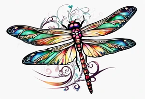 Feather dragonfly vine tattoo idea