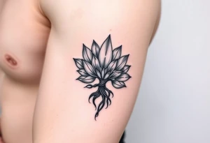 Lotus flower and tree of life tattoo idea