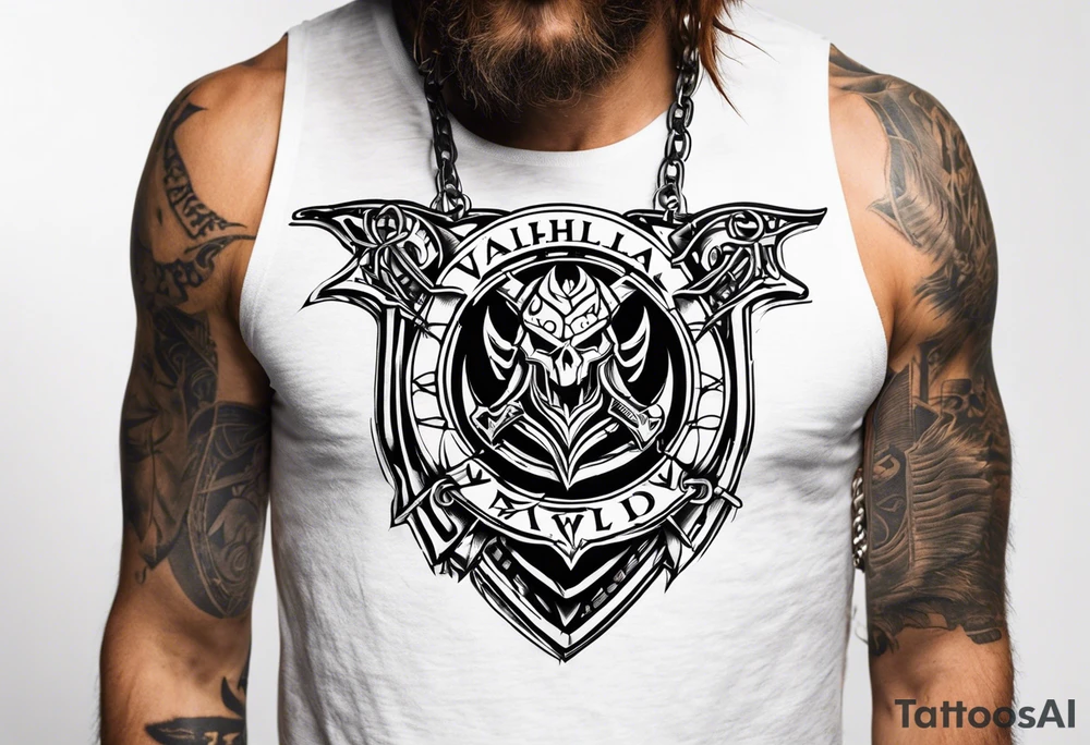Valhalla sword shield barb wire chain tattoo idea