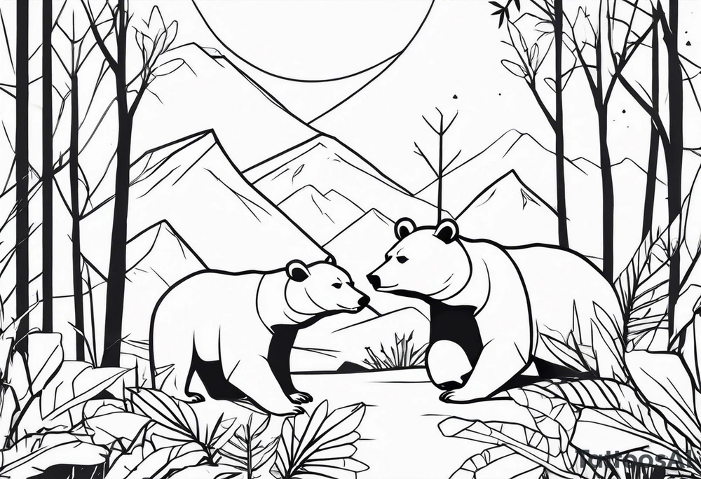 bears in jungle tattoo idea