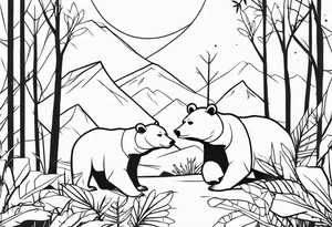 bears in jungle tattoo idea