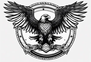 An eagle clutching a banner in its talons that states flectere si nequeo supros acheronta movebo tattoo idea