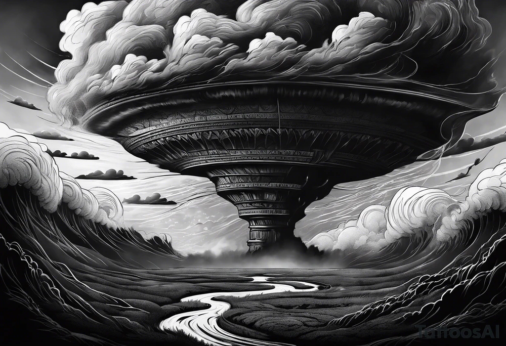 Clouds darkness hard core tornado downpour tattoo idea