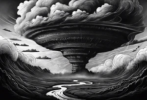 Clouds darkness hard core tornado downpour tattoo idea