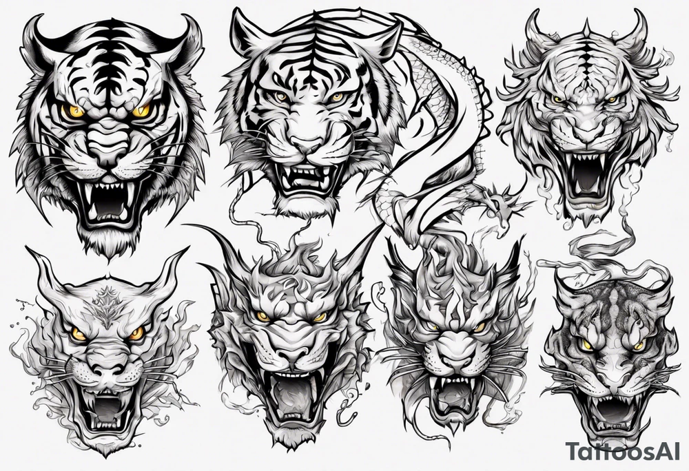 a game between tiger and dragon tattoo idea