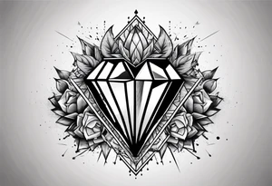 heart diamond black hexagon with spikes on top and destroyed tattoo idea