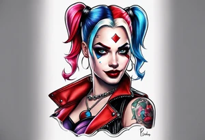 Pinup Harley Quinn tattoo idea