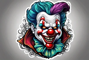 scary cartoon clown tattoo idea