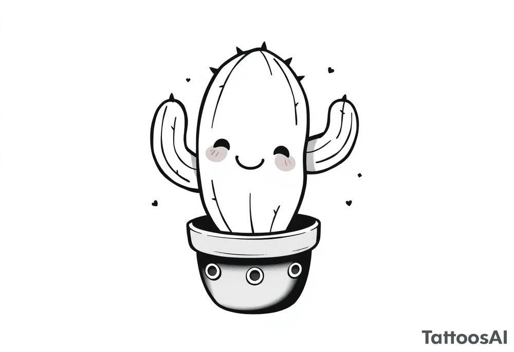 Cutesy smiley Cacti in a pot tattoo idea