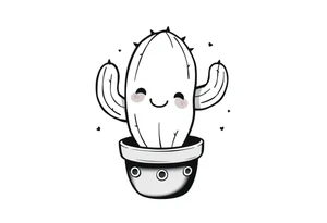 Cutesy smiley Cacti in a pot tattoo idea