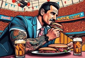 Don Draper eating a ham sandwich at a basketball game tattoo idea