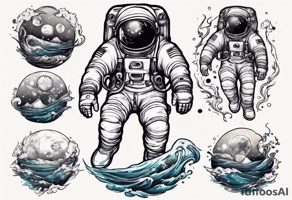 astronaut in the ocean tattoo idea