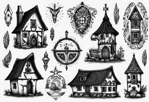 Medieval scandanavian house tattoo idea