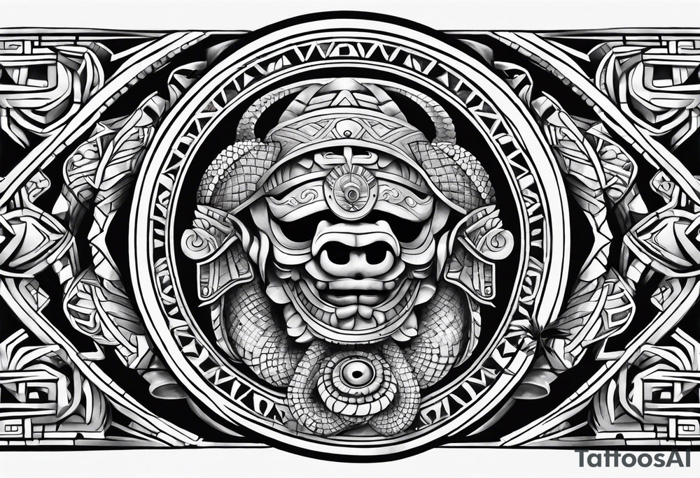aztec snake sleeve tattoo idea