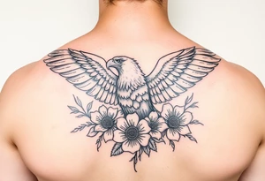 eagle, and flowers tattoo idea
