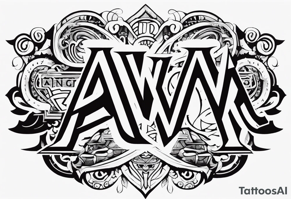 the letters A W R in the middle of a ninja headband tattoo idea