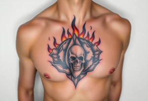 toxic world on fire tattoo idea