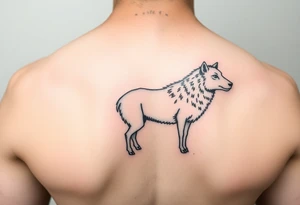 Wolf and sheep as one hybrid 
animal tattoo idea