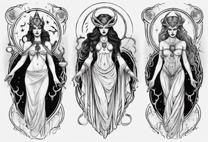 The High Priestesses. Hecate, Artemis and Selene morphing into One. Representing Magic, Intuition and The Moon. tattoo idea
