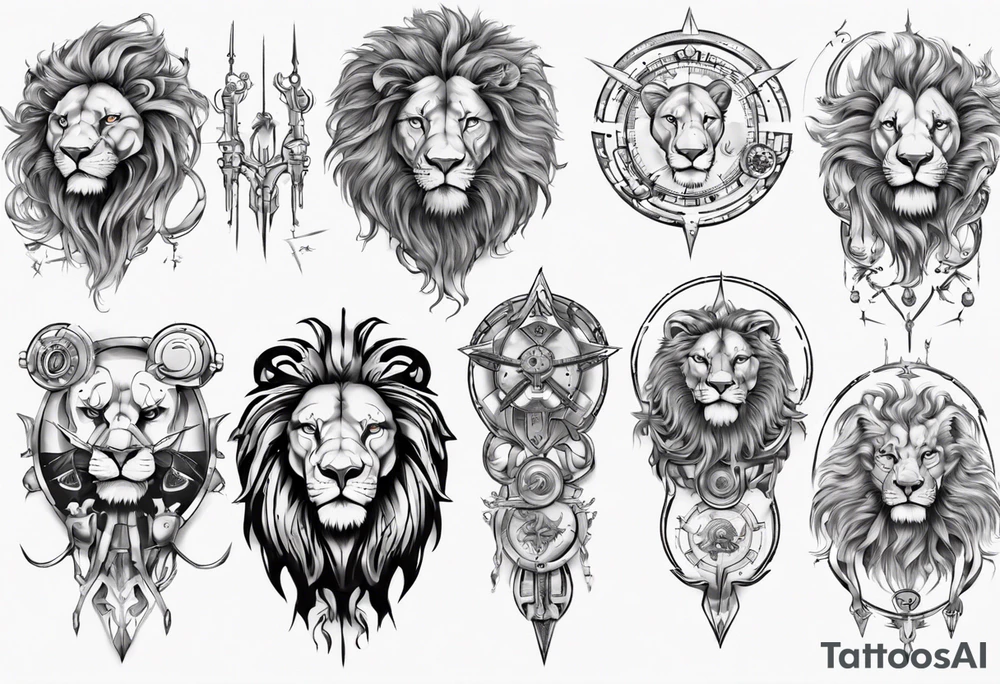 Lion, august, leader, zodiac tattoo idea
