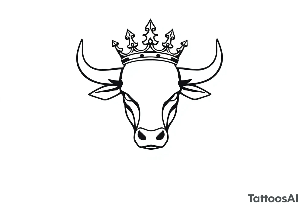 Bull symbol with crown tattoo idea