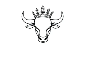 Bull symbol with crown tattoo idea