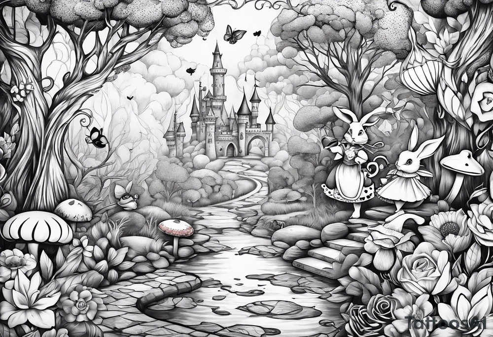 Alice in wonderland tattoo idea