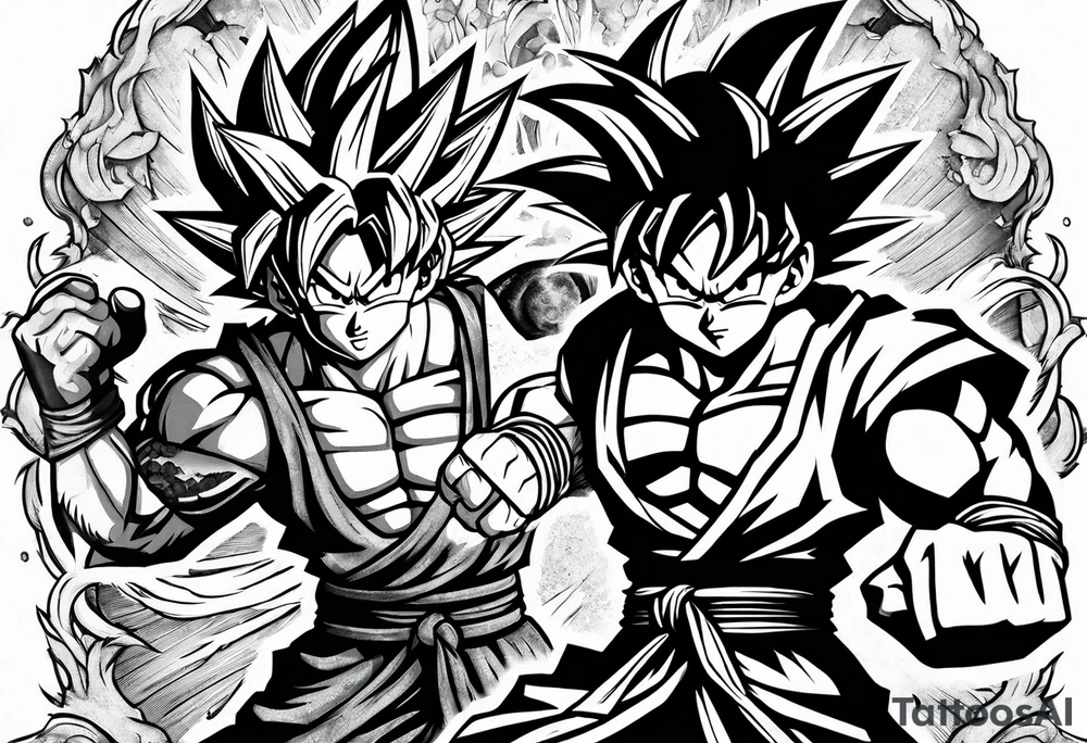 Goku fight luffy tattoo idea