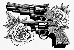 A murder scene of two guns man over the victims black siloets only tattoo idea