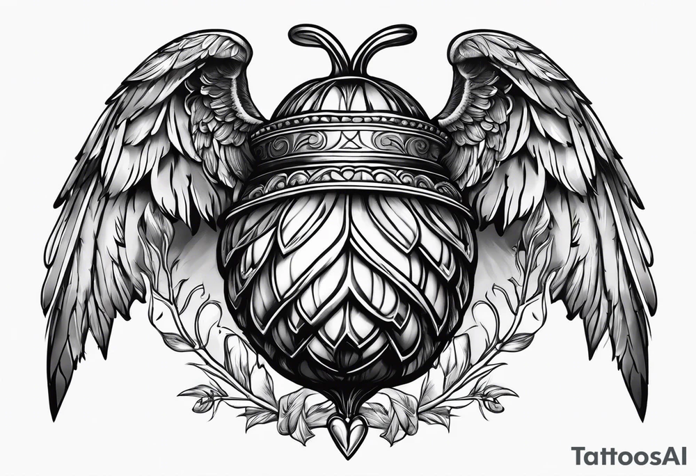 Acorn tattoo with angel wings tattoo idea