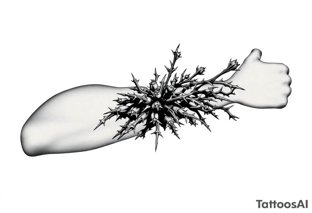 bushes with thorns tattoo idea