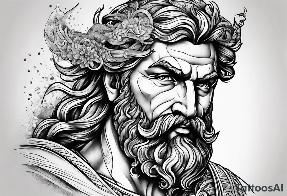 Poseidon als Windsurfer tattoo idea