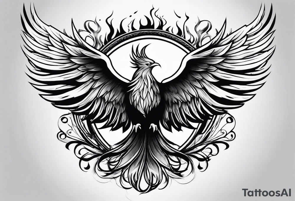 Phoenix rising from flames. tattoo idea