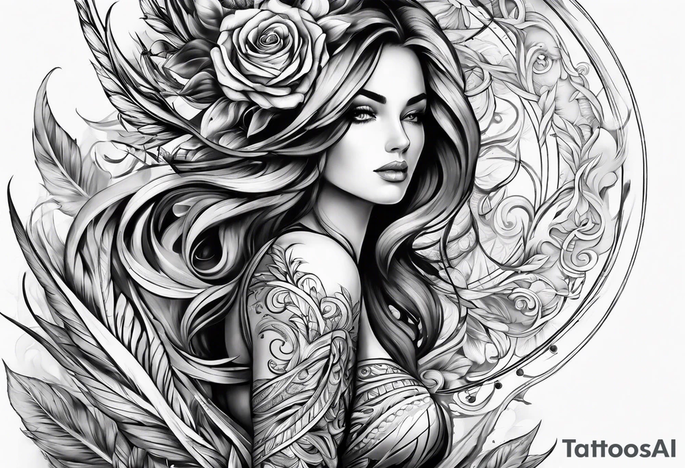 spiritual arm sleeve tattoo idea