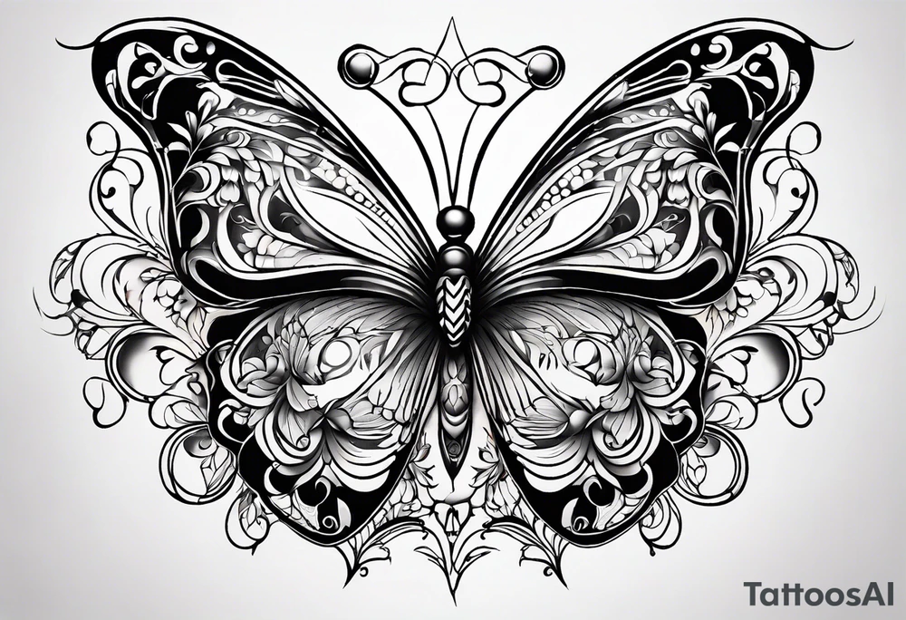 Create a Fine Line tattoo made out of three letter M’s and very pretty maybe a butterfly tattoo idea