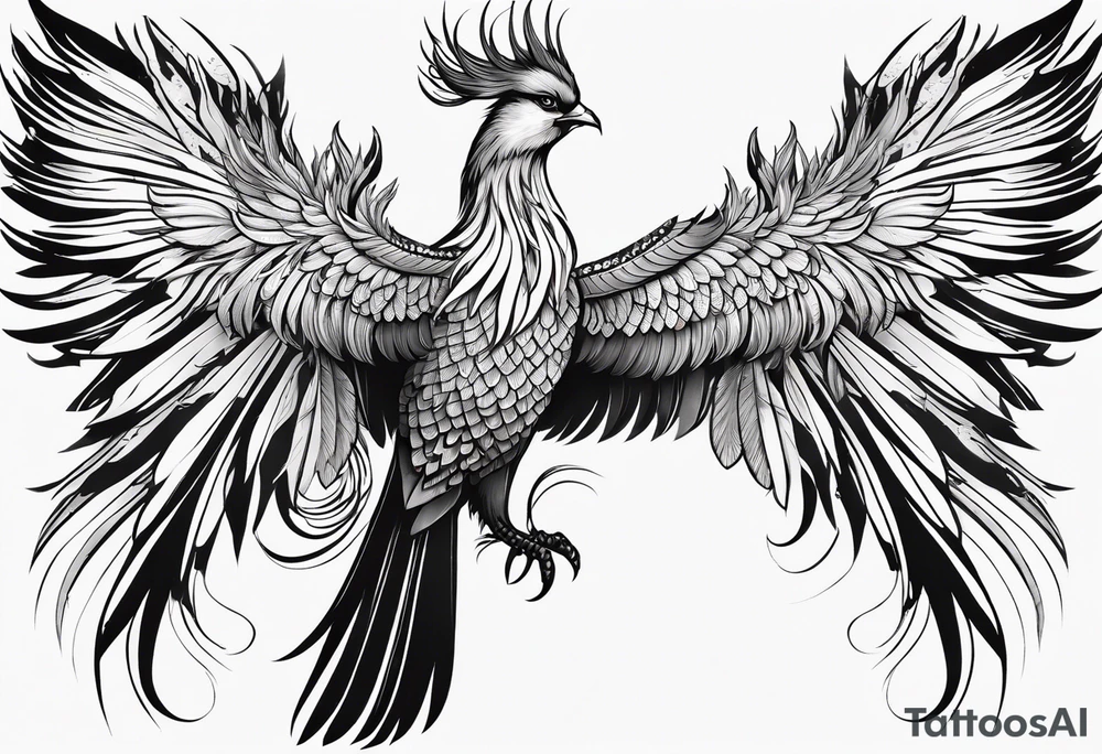 graceful asian style phoenix with extra long tail feathers and a long neck and large feathers
arm tattoo tattoo idea