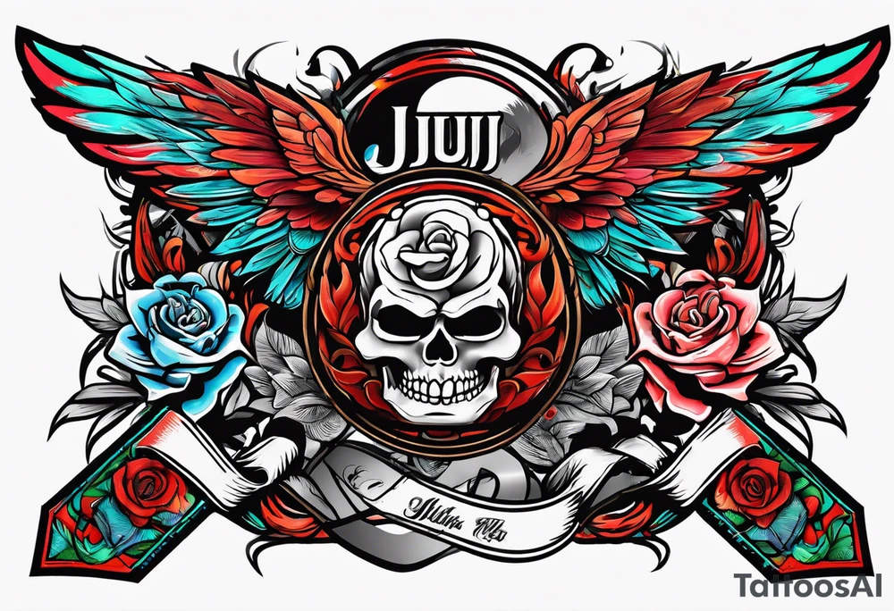 Jiu Jitsu belt colors on a goosexwing tattoo idea