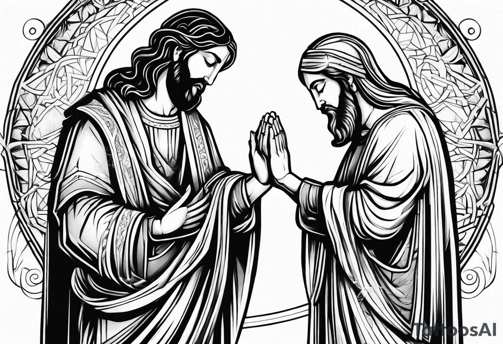 God and Jesus together praying. tattoo idea