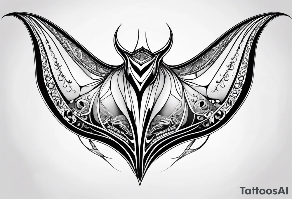 psychadelic manta ray symmetrical tattoo idea