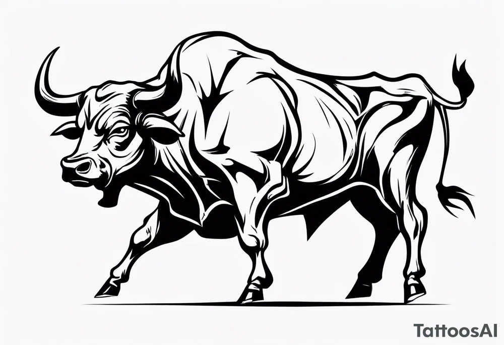 Aggressive Bull from the side facing right. tattoo idea