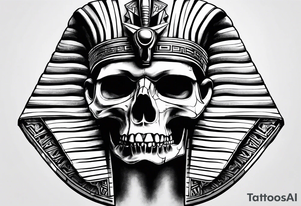 pharaoh skull realistic tattoo idea
