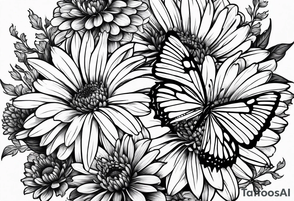 Chrysanthemum and a butterfly tattoo idea