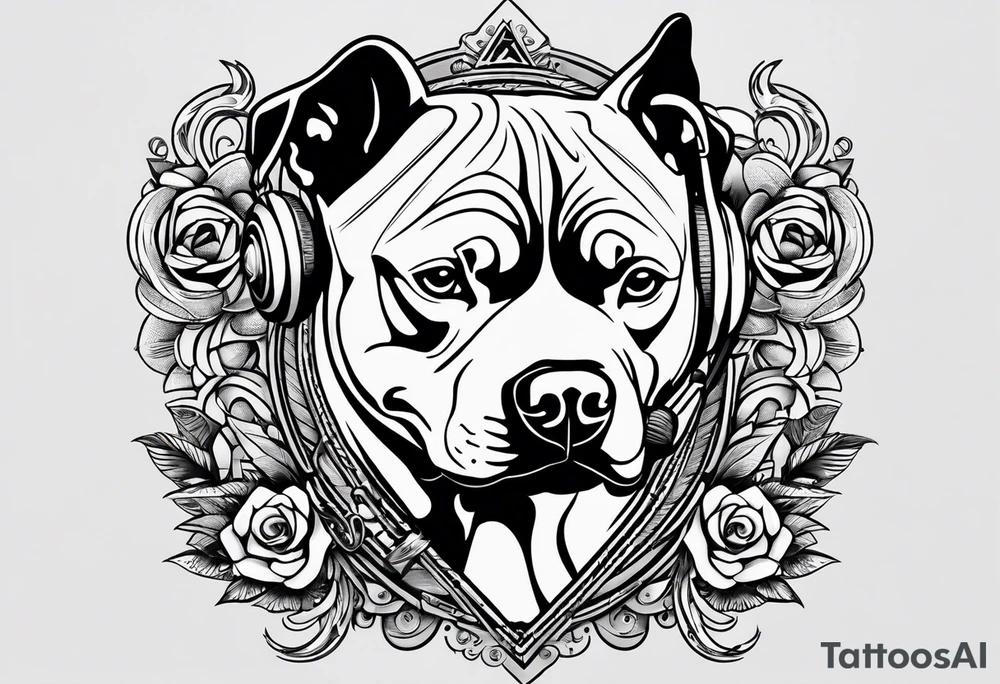 rock and roll punk rock pitbull tattoo idea