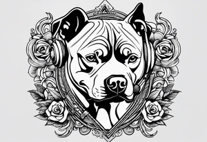 rock and roll punk rock pitbull tattoo idea