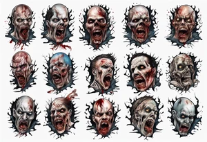 Gruesome horror scene face melting apocalypse tattoo idea