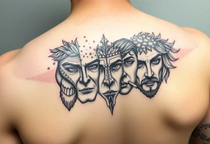 All 4 seasons represented in
 faces tattoo idea