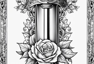 Dagger with hourglass handle and flower blade tattoo idea