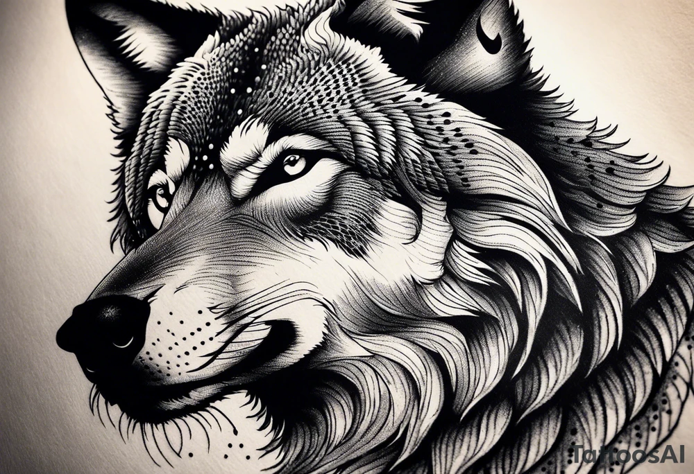 Powerful wolf tattoo idea