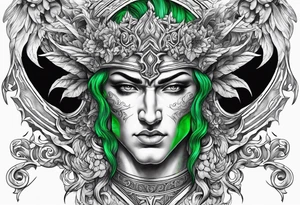 Greek devil and green angel tattoo idea