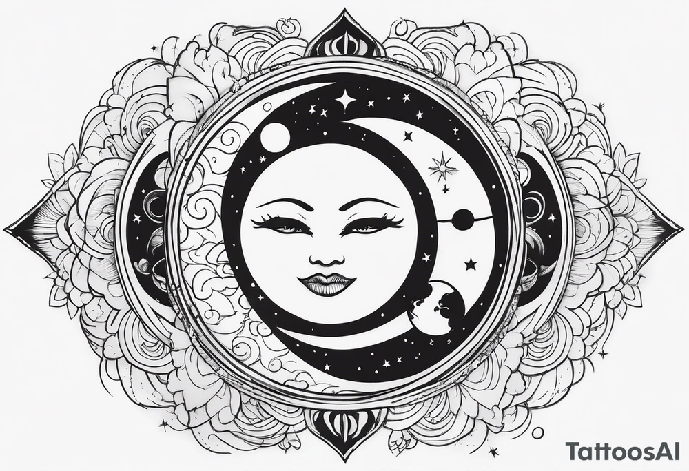 With all my heart and all my soul to the end of the universe To infinity and beyond. sun and moon tattoo idea